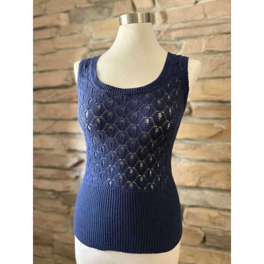 Tabitha 100% Cotton Navy Blue Knit Tank Top Sz S